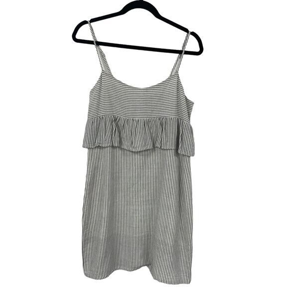 Ethereal By Paper Crane Cream Navy Striped Sleeveless Shift Dress Small - Picture 1 of 6